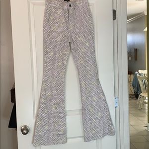 AFRM Animal Print flared jeans.